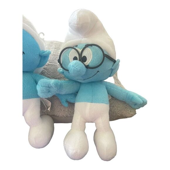 Kellytoy THE SMURFS Brainy Smurf GLASSES 7” Plush Stuffed Animal Toy - Picture 3 of 16